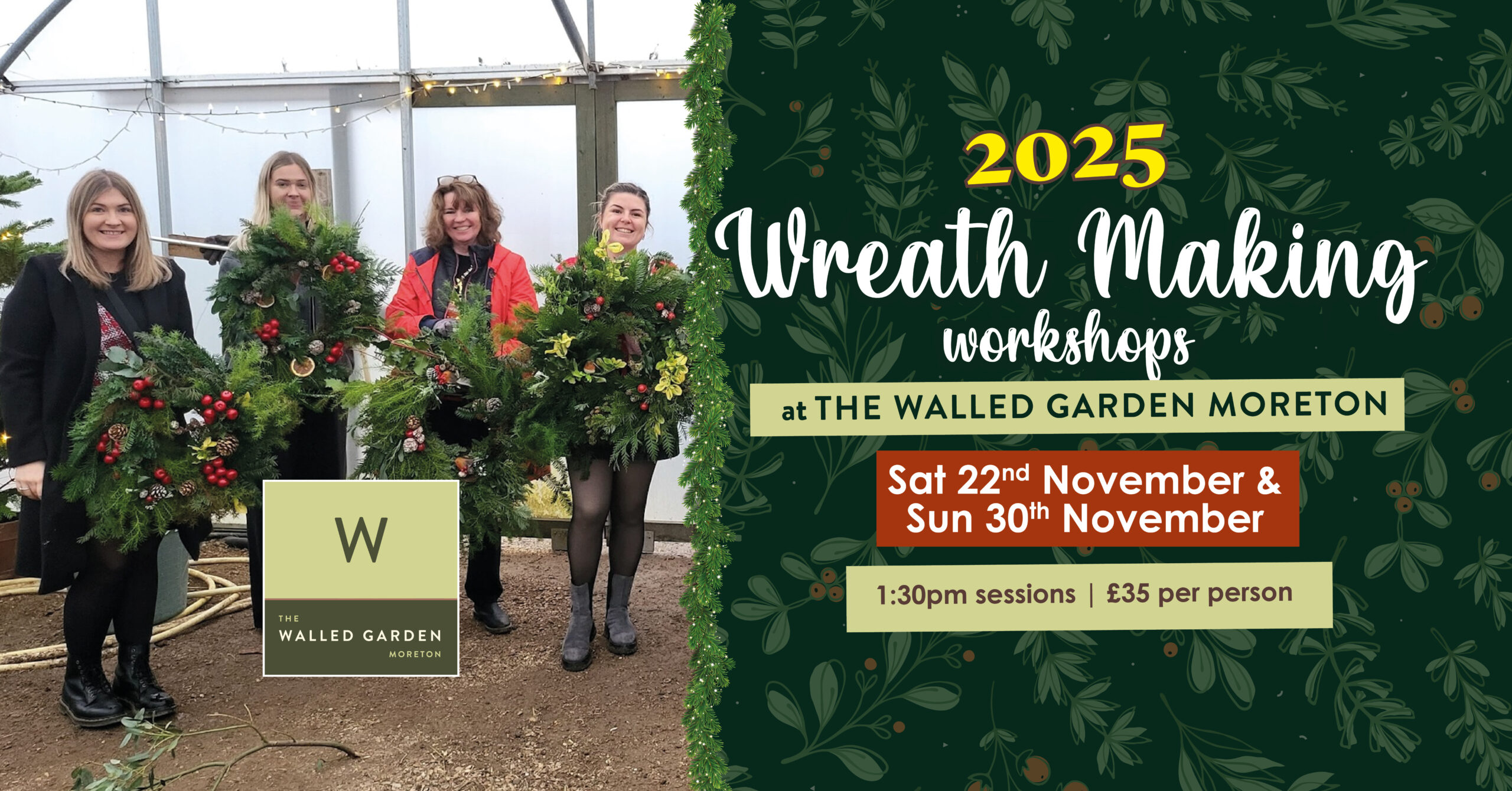 Wreath Making Workshops – 2025 – at The Walled Garden Moreton